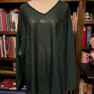 Romans Green Sparkly Top. 3X. NWOT. $23.00